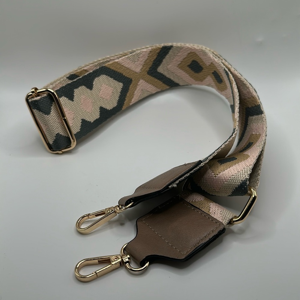 Brown gold geometric replacement purse strap